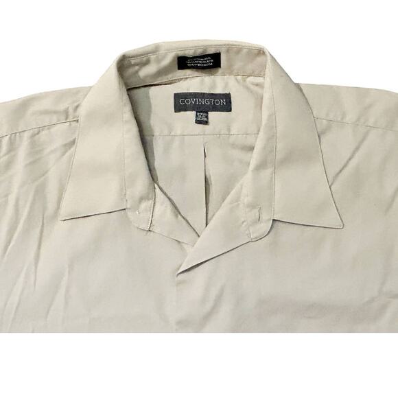 Covington Beige Button-Down Shirt Mens Size XXL 18-18.5 34-35 - Picture 2 of 6